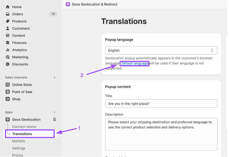 adjust default language