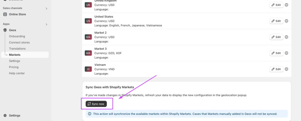 Sync markets