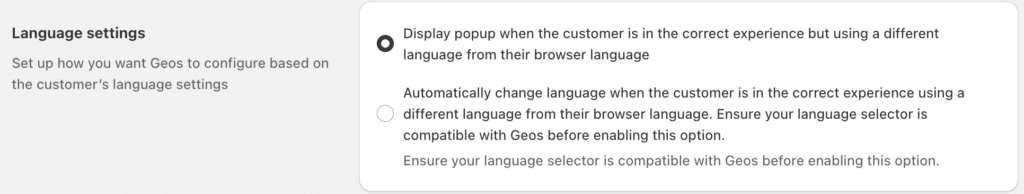 Language settings