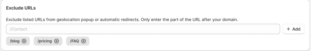 Exclude URLs