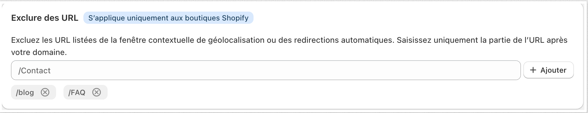 Exclude URLs
