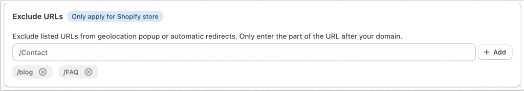 Exclude URLs