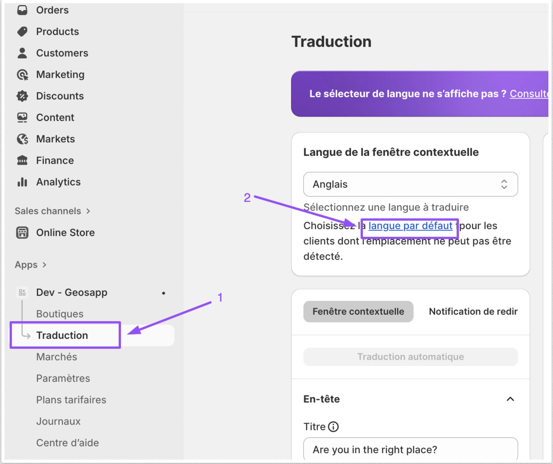 adjust default language
