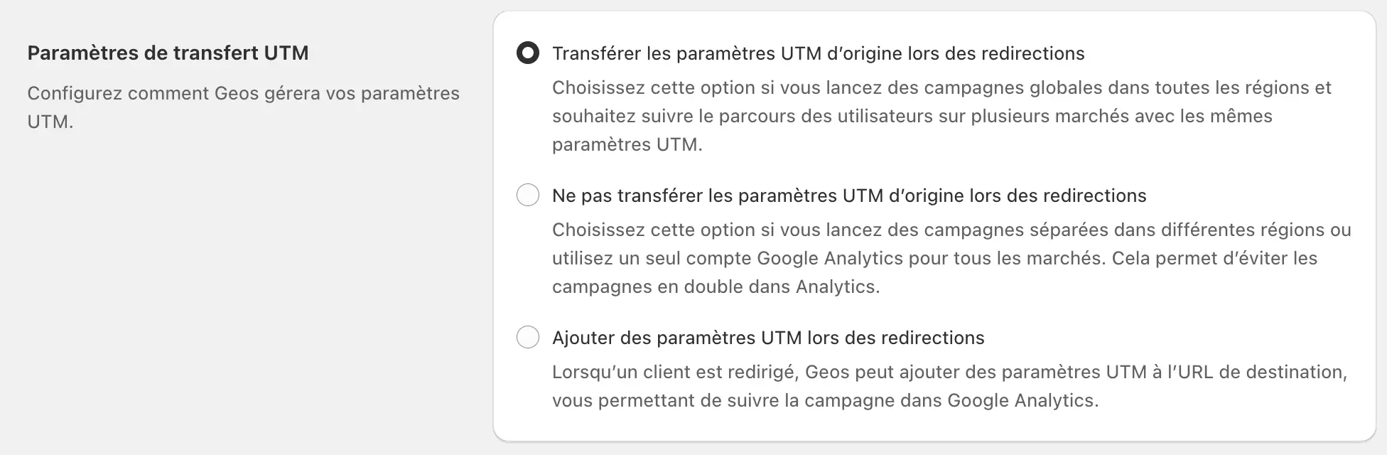 UTM forwarding settings